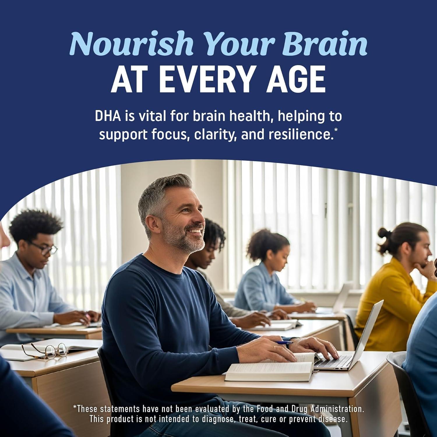 image:imageDHA Ultra 1010MG Brain amp Cognitive Health Support Omega 3 Fish Oil 1414MG Total Omega3s High Strength DHA Supplements ThirdParty Tested Sustainably Sourced GlutenFree 60 Ct
