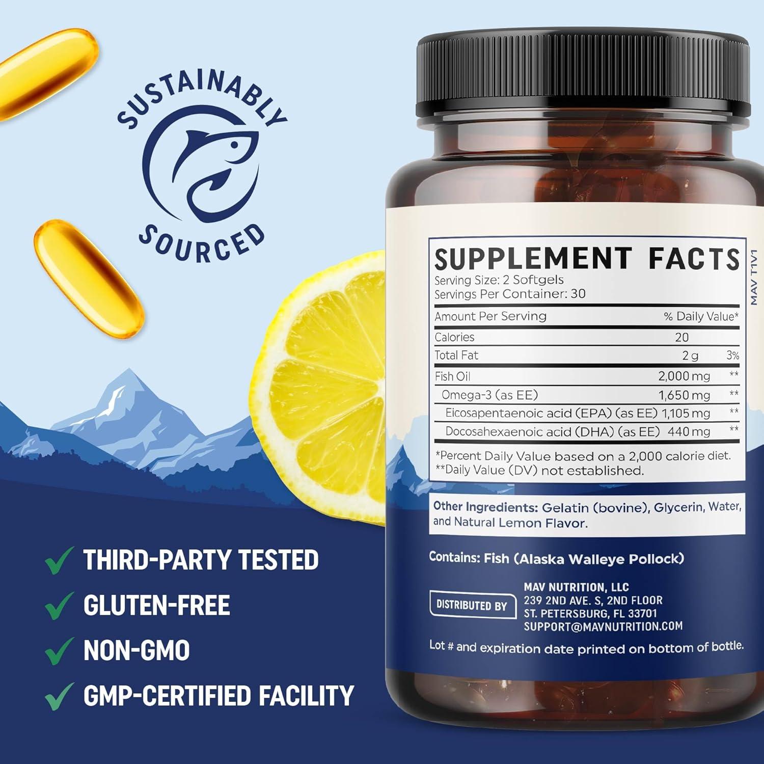 image:imageEPA Ultra 1105MG Heart Health amp Cellular Function Support Omega 3 Fish Oil 1650MG Total Omega3 Fatty Acids High Strength EPA Supplement Sustainably Sourced amp GlutenFree 60 Ct