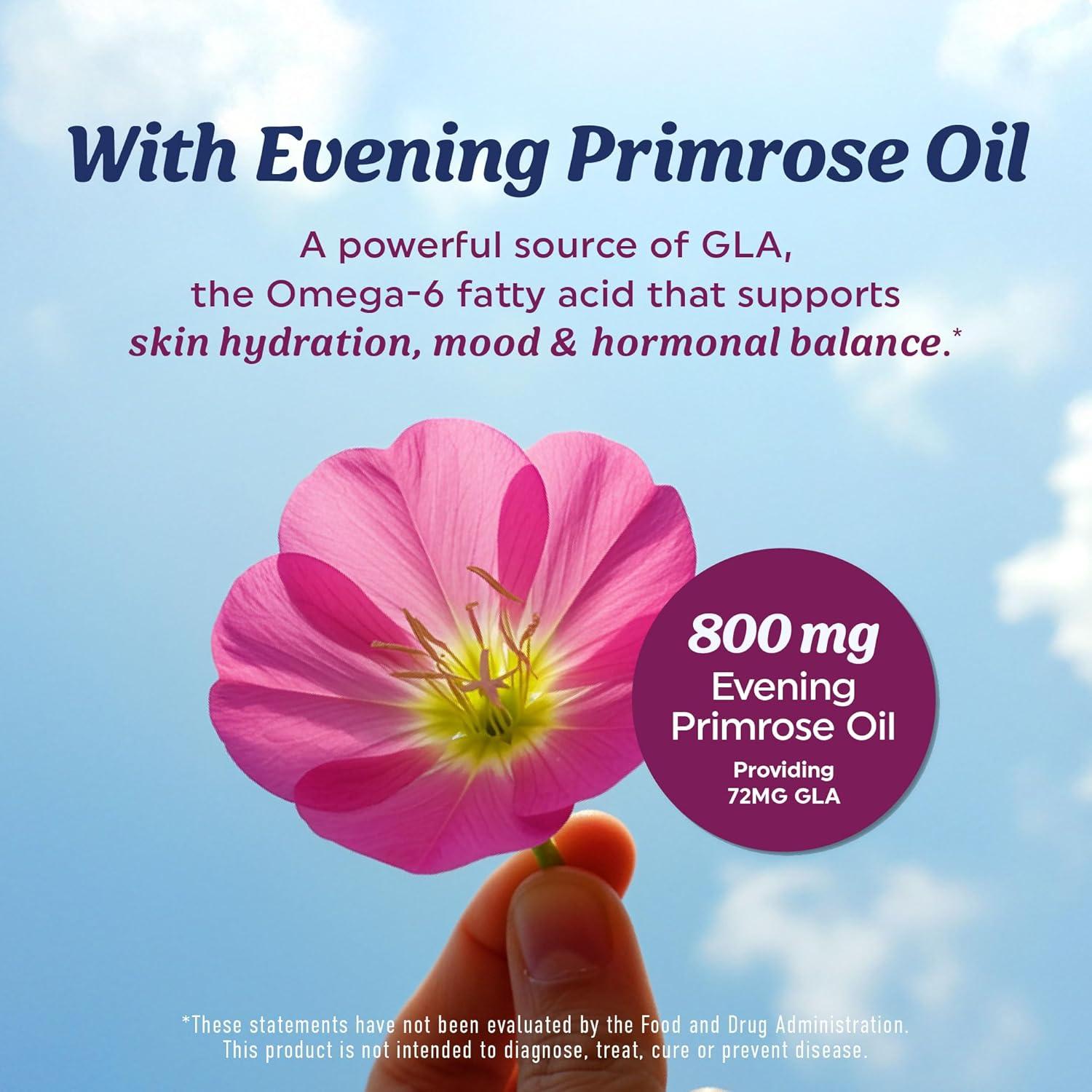 image:imageFish Oil Omega 3 Supplements for Women DHA EPA Heart Health Hormone Balance Skin amp Wellness Support 600MG Omega3 800MG Evening Primrose Oil Omega 3 Supplement for Women 120 Ct