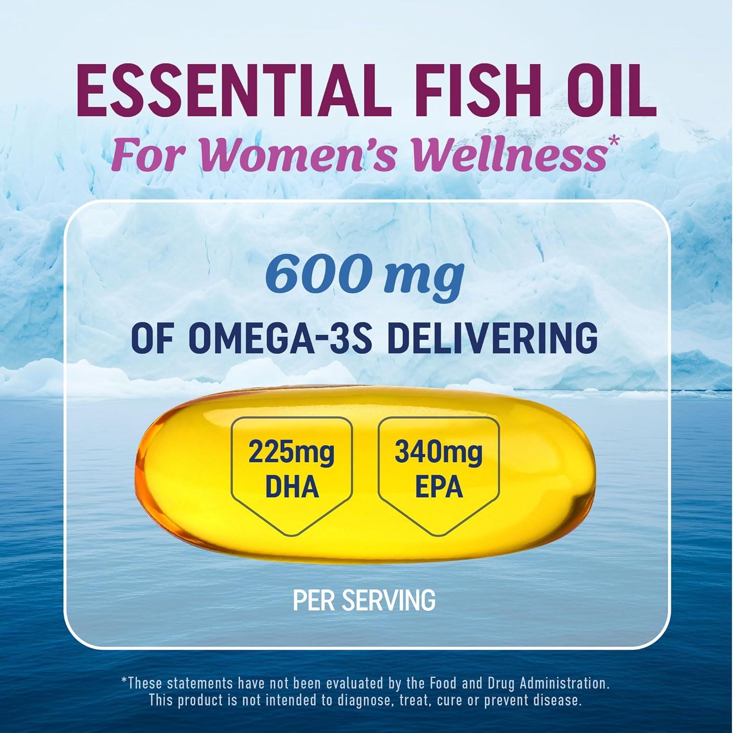 image:imageFish Oil Omega 3 Supplements for Women DHA EPA Heart Health Hormone Balance Skin amp Wellness Support 600MG Omega3 800MG Evening Primrose Oil Omega 3 Supplement for Women 120 Ct