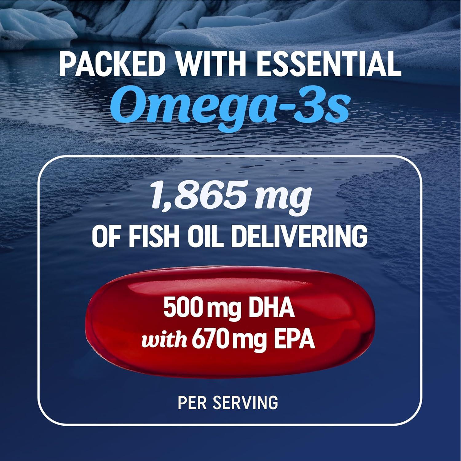 image:imageOmega 3 Fish Oil Co Q10 1305MG Omega3 with CoQ10 100MG for Heart Health Cellular Energy and Antioxidant Support Co Q 10 Omega3 Coenzyme Q10 Fish Oil Supplements NonGMO 60 Ct