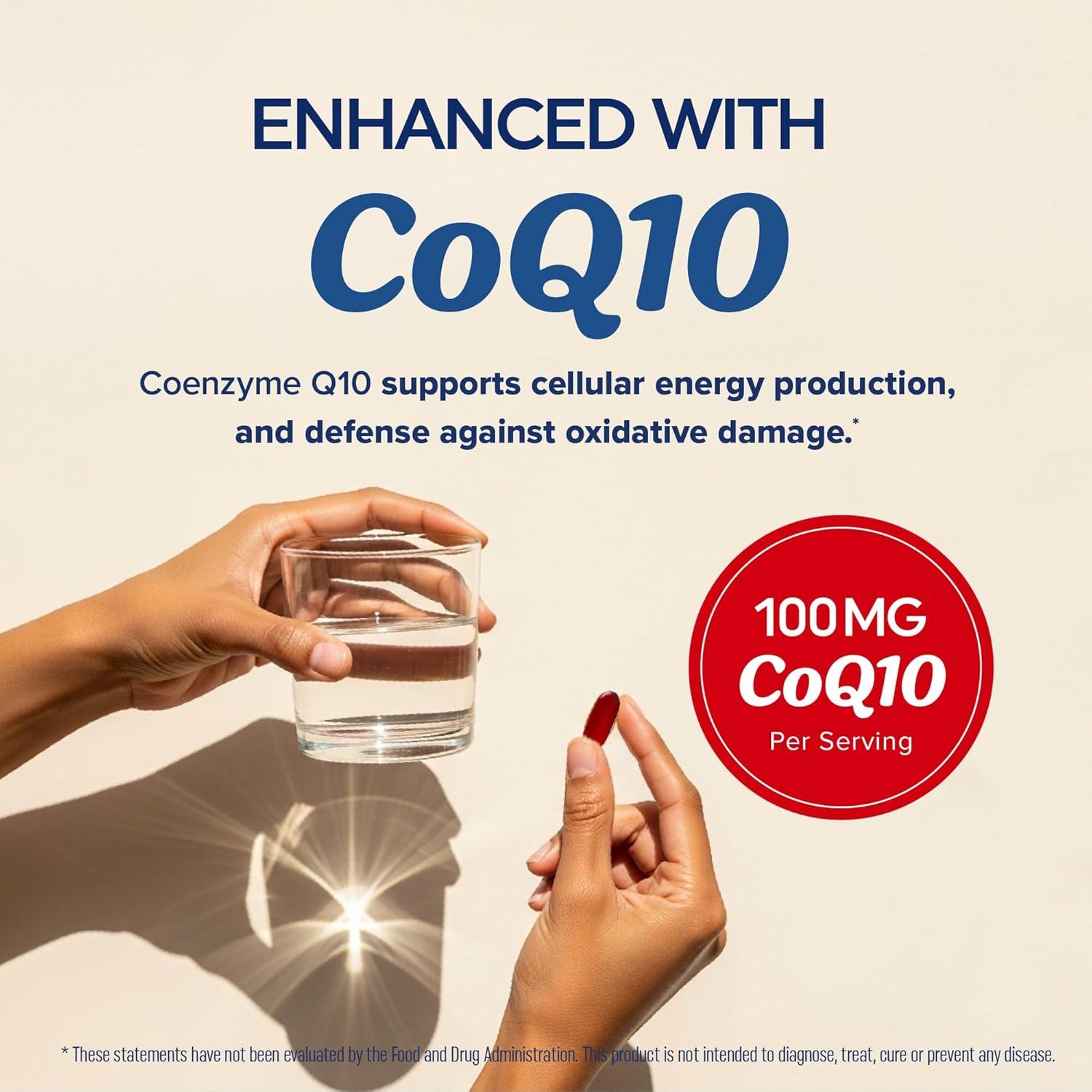 image:imageOmega 3 Fish Oil Co Q10 1305MG Omega3 with CoQ10 100MG for Heart Health Cellular Energy and Antioxidant Support Co Q 10 Omega3 Coenzyme Q10 Fish Oil Supplements NonGMO 60 Ct