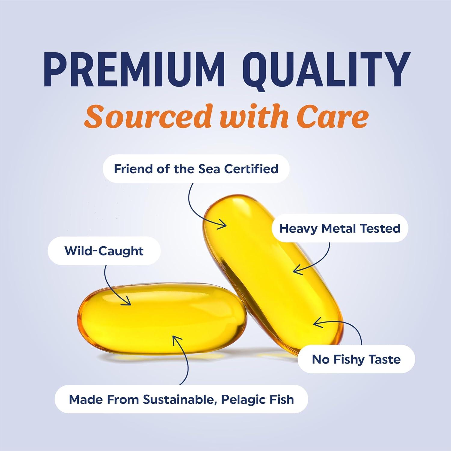image:imageTriple Strength Omega 3 Fish Oil 3600 mg EPA amp DHA Over 2100mg Omega3 Fatty Acids 1300mg EPA 860mg DHA Best Essential Fatty Acids Premium Wild Caught amp Burpless Fish Oil 180 Ct180 Count Pack of 1