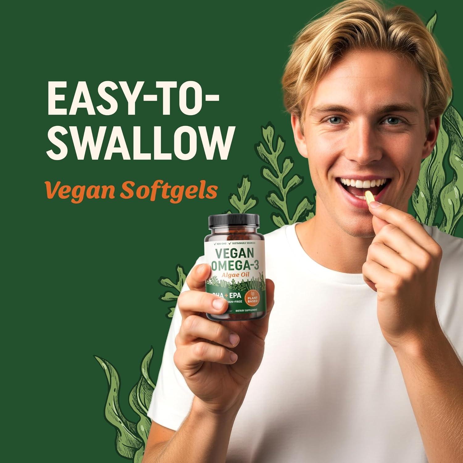 image:imageVegan Omega 3 6 9 Algae Oil Plant Based DHA EPA Sustainably Sourced No Carrageenan Heart Brain amp Eye Health Support Fish Oil Alternative Omega 3 Fatty Acid Supplements 120 Softgels120 Count Pack of 1