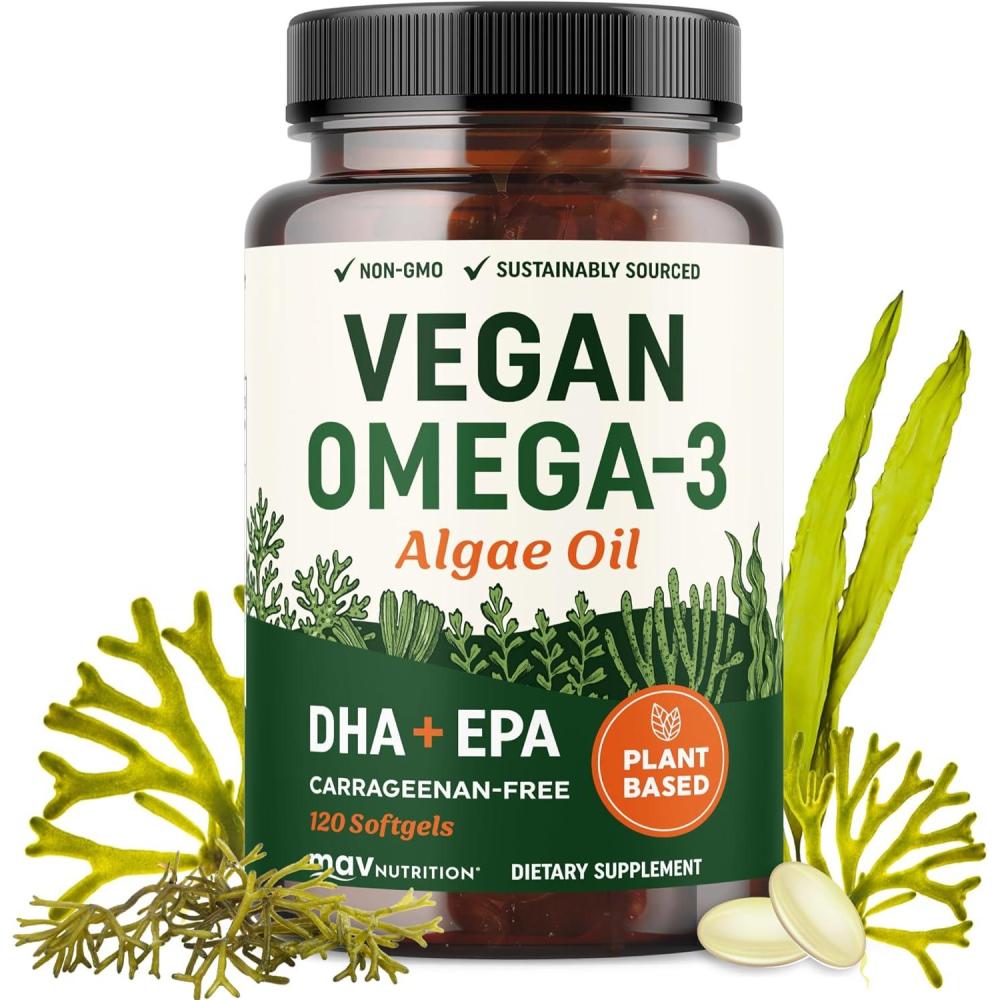 image:imageVegan Omega 3 6 9 Algae Oil Plant Based DHA EPA Sustainably Sourced No Carrageenan Heart Brain amp Eye Health Support Fish Oil Alternative Omega 3 Fatty Acid Supplements 120 Softgels120 Count Pack of 1