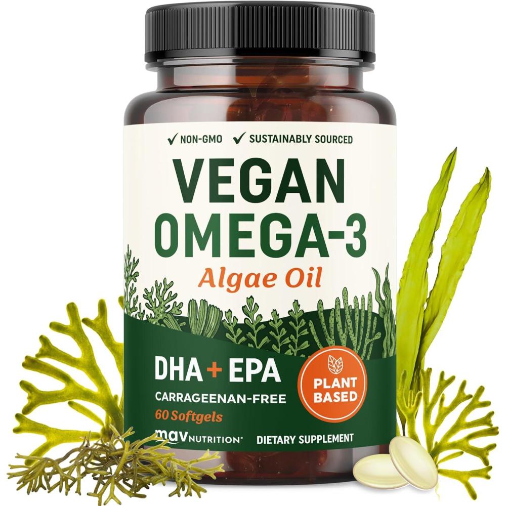 image:imageVegan Omega 3 6 9 Algae Oil Plant Based DHA EPA Sustainably Sourced No Carrageenan Heart Brain amp Eye Health Support Fish Oil Alternative Omega 3 Fatty Acid Supplements 120 Softgels60 Count Pack of 1