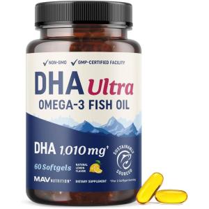 image:imageDHA Ultra 1010MG  Brain amp Cognitive Health Support  Omega 3 Fish Oil  1414MG Total Omega3s  High Strength DHA Supplements  ThirdParty Tested Sustainably Sourced GlutenFree  60 Ct
