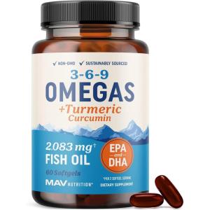 image:imageOmega 3 6 9  Turmeric Curcumin Supplement  EPA amp DHA Fish Oil  Turmeric Curcuma  Mobility Cognitive amp Heart Health Support  Triple Omega with Curcumin Supplements  NonGMO  60 Softgels