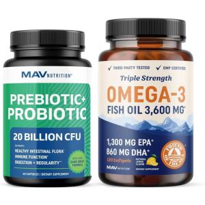 image:imageOmega 3 Fish Oil and Probiotic Capsules  Triple Strength EPA amp DHA with Probiotic Gut Health amp Immune Support Supplement  Comprehensive Wellness Bundle
