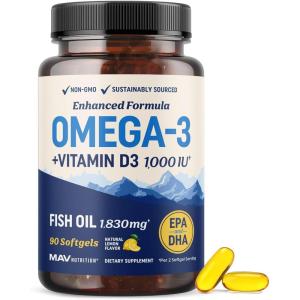 image:imageOmega 3 Fish Oil with Vitamin D3  1280MG Omega3  1000IU VIT D3 for Heart Immune amp Bone Health Support  EPA DHA Omega 3 Supplement  Sustainably Sourced NonGMO Fish Oil Vitamin D  90 Softgels