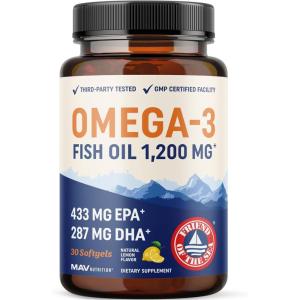 image:imageTriple Strength Omega 3 Fish Oil 1200 mg  EPA amp DHA  Wild Caught Sustainably Sourced Omega3 Fatty Acids  Premium Burpless Fish Oil Supplements  NonGMO ThirdParty Tested  30 Softgels