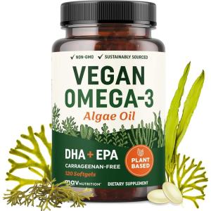 image:imageVegan Omega 3 6 9 Algae Oil  Plant Based DHA EPA  Sustainably Sourced No Carrageenan  Heart Brain amp Eye Health Support  Fish Oil Alternative  Omega 3 Fatty Acid Supplements  120 Softgels120 Count Pack of 1