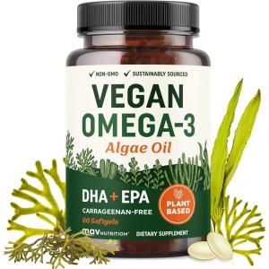 image:imageVegan Omega 3 6 9 Algae Oil  Plant Based DHA EPA  Sustainably Sourced No Carrageenan  Heart Brain amp Eye Health Support  Fish Oil Alternative  Omega 3 Fatty Acid Supplements  120 Softgels60 Count Pack of 1