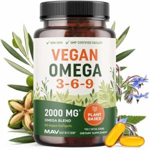 image:imageVegan Omega 3 6 9 Supplements  2000MG PlantBased Triple Omega 369 Blend  Heart Brain Skin and Eye Health Support  Vegan Fish Oil Alternative  Essential Fatty Acids Complex  NonGMO  60 Ct
