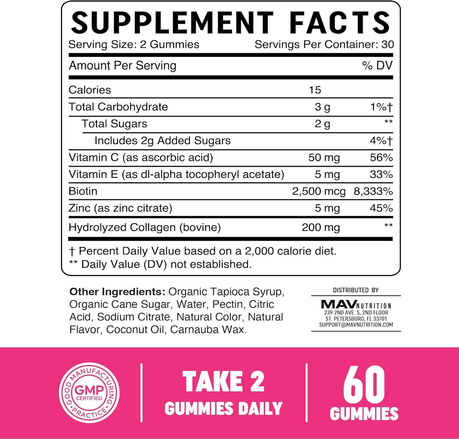 image:imageCollagen Gummies for Women 200mg Hydrolyzed Collagen 2500mcg Biotin With Vitamin C E amp Zinc Anti Aging Hair Growth Skin Strong Nails NonGMO Gummy Vitamin Supplements 60 CountCollagen Gummies