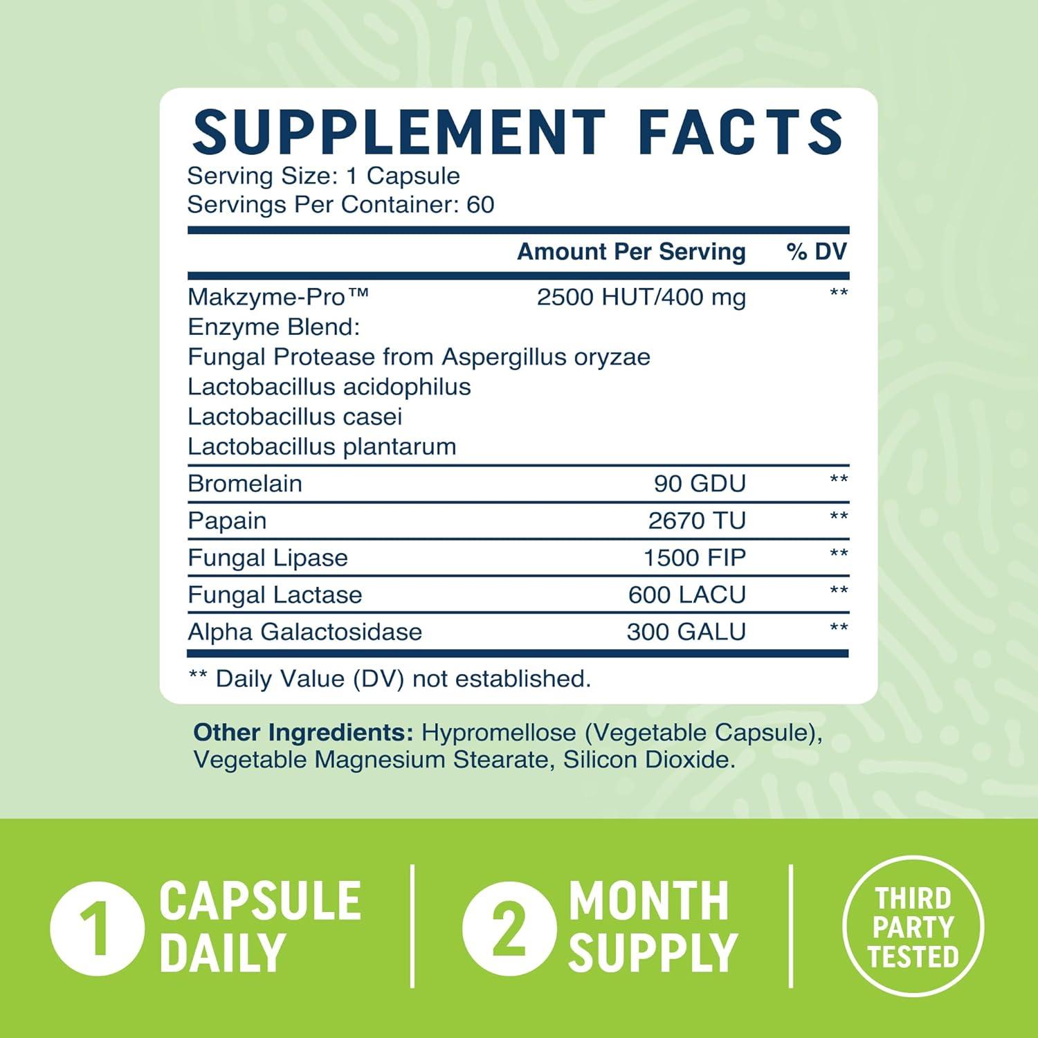 image:imageDigestive Enzymes 400MG with Probiotics for Digestive Health amp Bloating Relief for Women amp Men Enzyme Blend with Probiotic Strains Anti Bloating Supplement for Women amp Men NonGMO Vegetarian 60ct