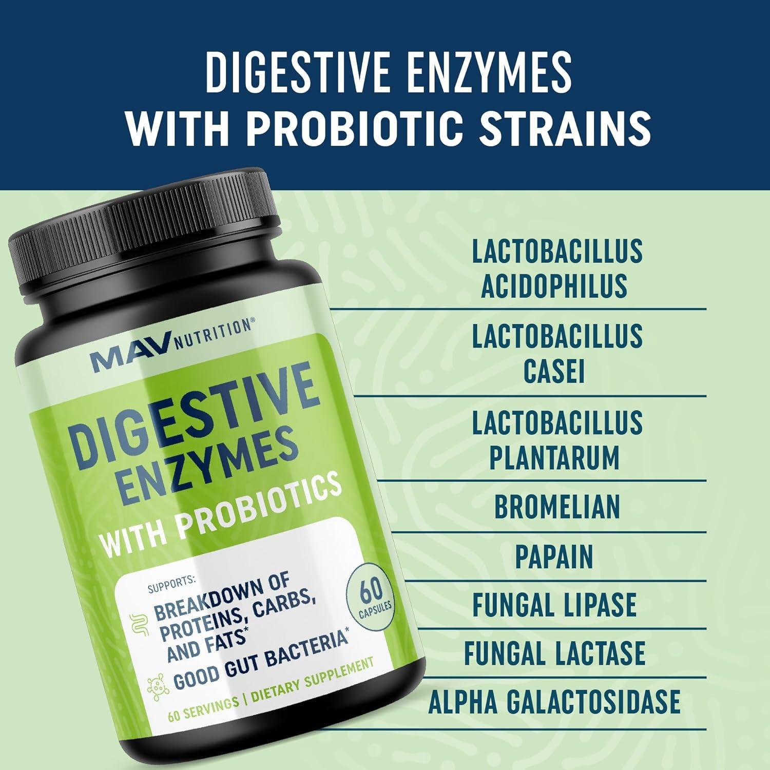 image:imageDigestive Enzymes 400MG with Probiotics for Digestive Health amp Bloating Relief for Women amp Men Enzyme Blend with Probiotic Strains Anti Bloating Supplement for Women amp Men NonGMO Vegetarian 60ct