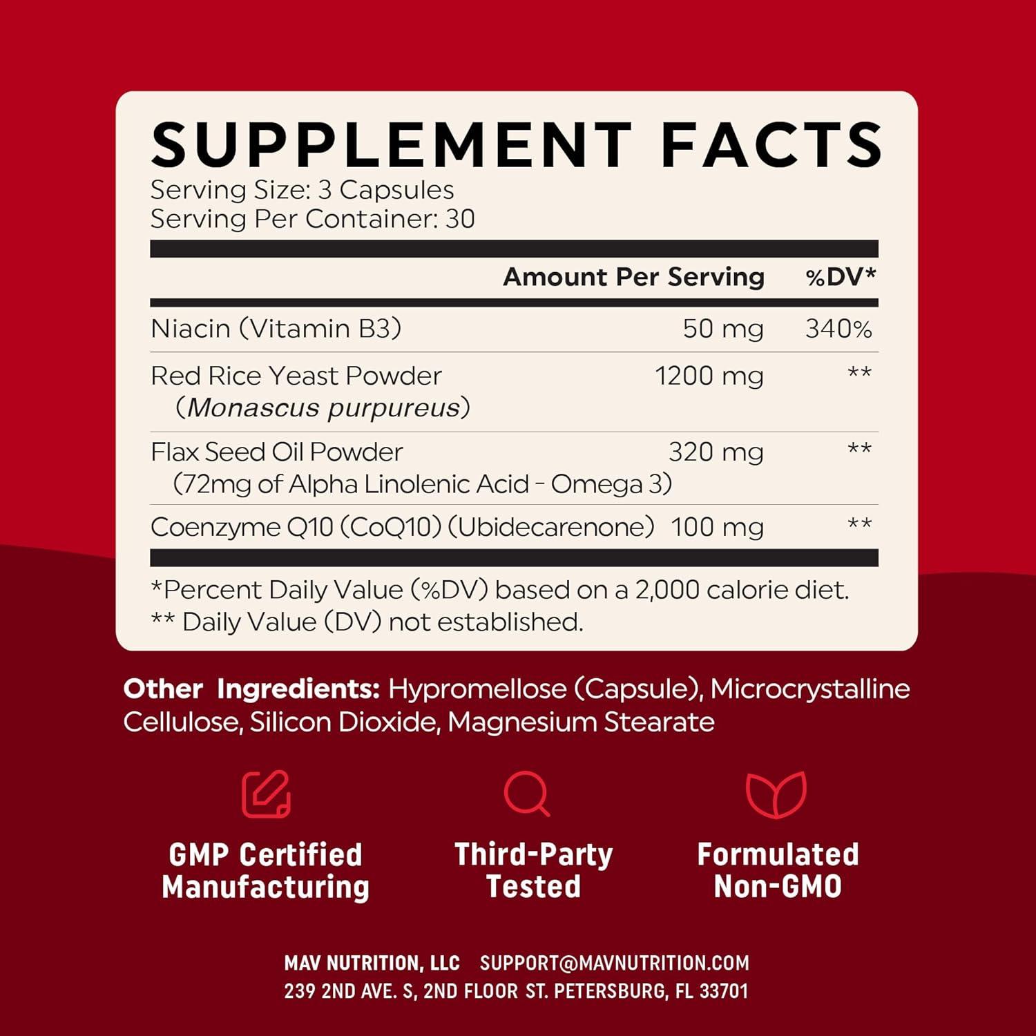 image:imageRed Yeast Rice with CoQ10 Omega 3 for Healthy Cholesterol Support 1200mg Heart Health Support Red Yeast Rice 1200 mg Capsules NonGMO GlutenFree Heart Health Supplements 90 Ct