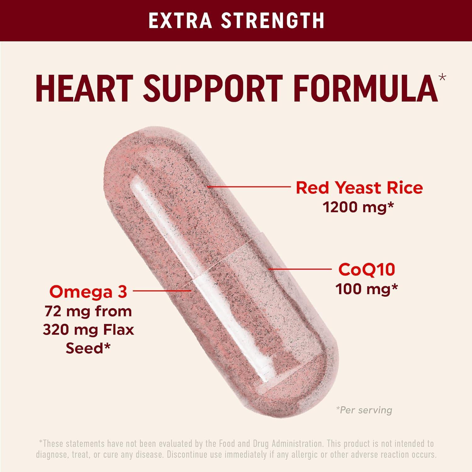 image:imageRed Yeast Rice with CoQ10 Omega 3 for Healthy Cholesterol Support 1200mg Heart Health Support Red Yeast Rice 1200 mg Capsules NonGMO GlutenFree Heart Health Supplements 90 Ct