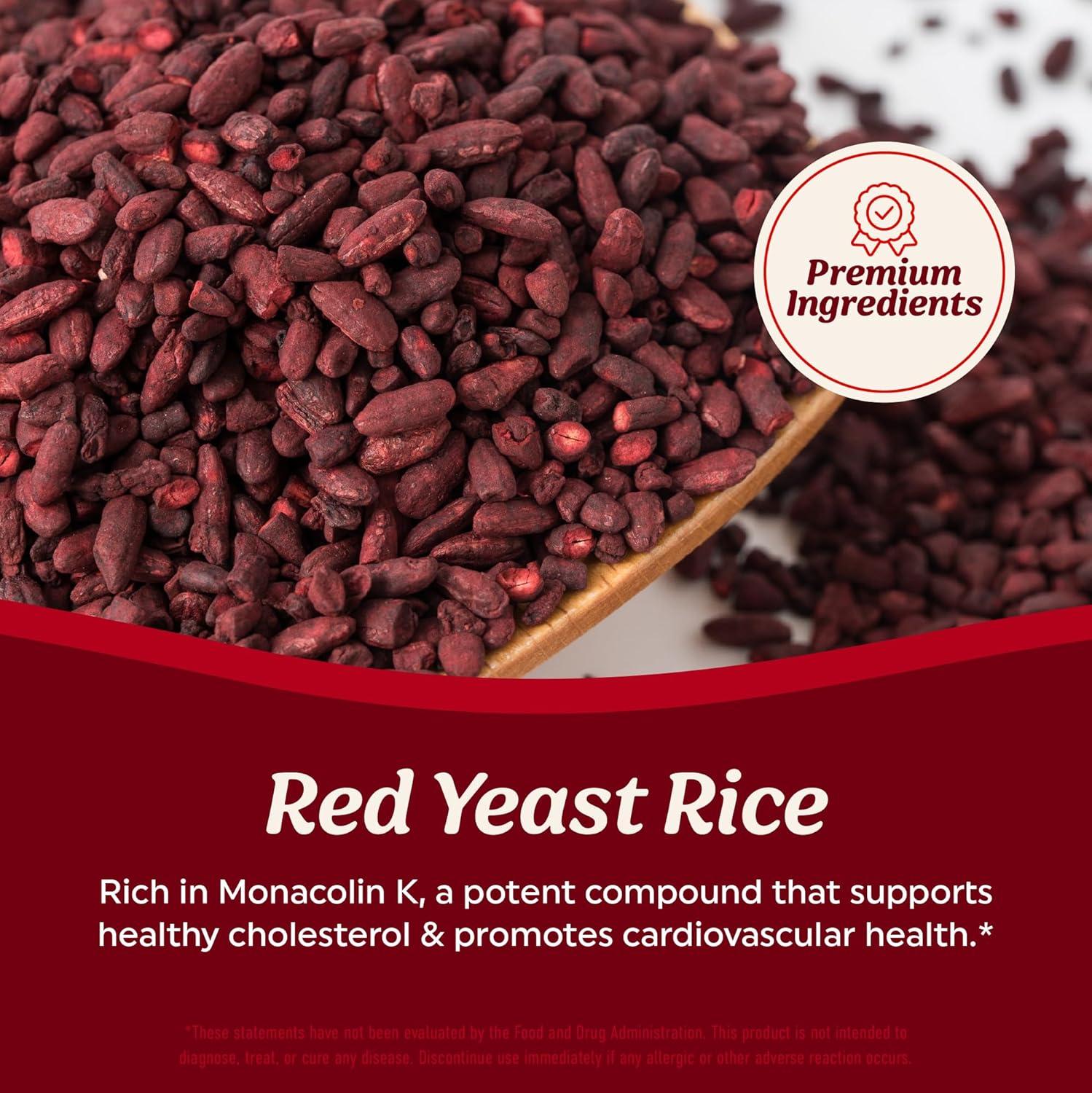 image:imageRed Yeast Rice with CoQ10 Omega 3 for Healthy Cholesterol Support 1200mg Heart Health Support Red Yeast Rice 1200 mg Capsules NonGMO GlutenFree Heart Health Supplements 90 Ct