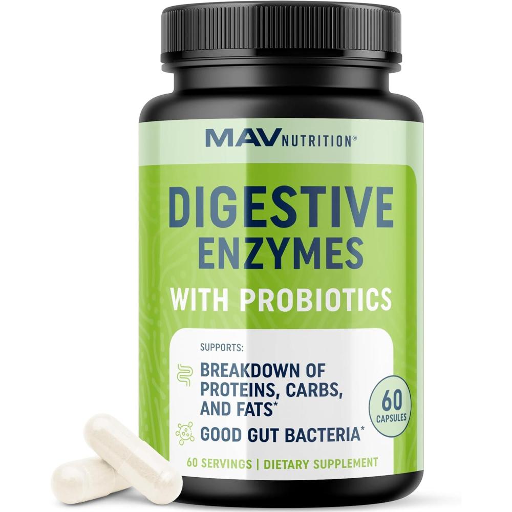 image:imageDigestive Enzymes 400MG with Probiotics for Digestive Health amp Bloating Relief for Women amp Men Enzyme Blend with Probiotic Strains Anti Bloating Supplement for Women amp Men NonGMO Vegetarian 60ct