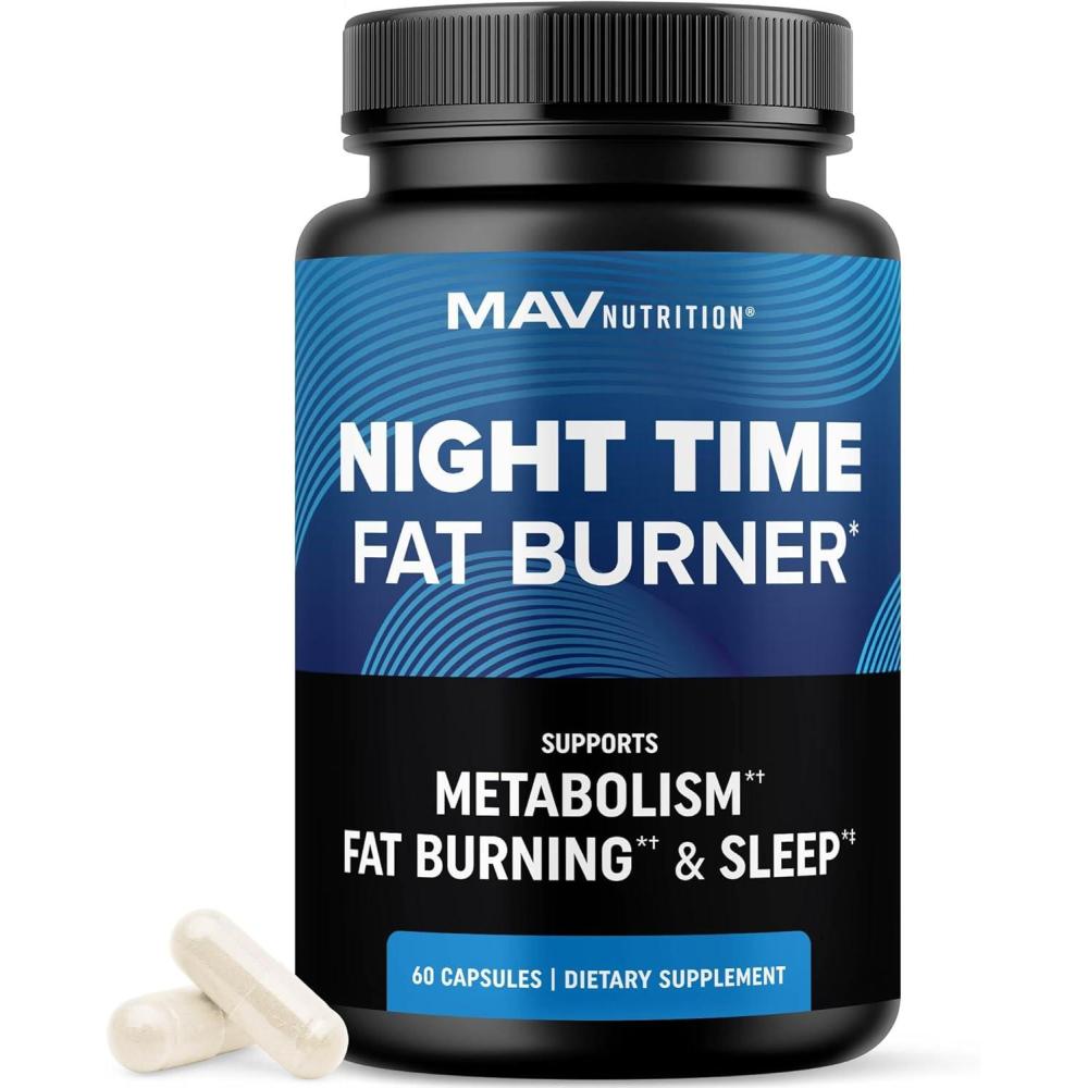 image:imageNight Time Fat Burner for Weight Loss Support amp Sleep Aid Appetite Suppressant Carb Blocker Nighttime Metabolism Booster for Stomach Fat Burner amp Night Shred with Melatonin NonGMO Vegan 60ct60 Count Pack of 1