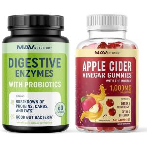 image:imageApple Cider Vinegar Gummies and Advanced Digestive Enzymes Complex Capsules  Cleanse and Detox Support Plus Gut Health Support with Probiotics and ACV