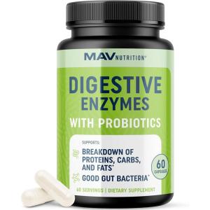 image:imageDigestive Enzymes 400MG with Probiotics for Digestive Health amp Bloating Relief for Women amp Men  Enzyme Blend with Probiotic Strains Anti Bloating Supplement for Women amp Men  NonGMO Vegetarian 60ct