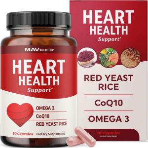 image:imageRed Yeast Rice with CoQ10  Omega 3 for Healthy Cholesterol Support  1200mg  Heart Health Support  Red Yeast Rice 1200 mg Capsules  NonGMO GlutenFree  Heart Health Supplements  90 Ct